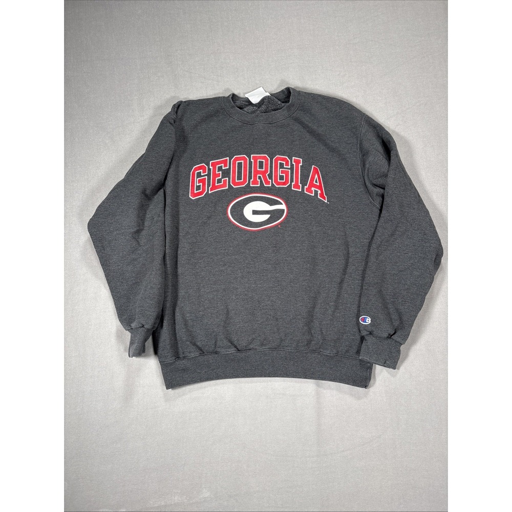 Georgia Bulldogs Sweatshirt Mens Medium Gray Champion Crewneck NCAA College